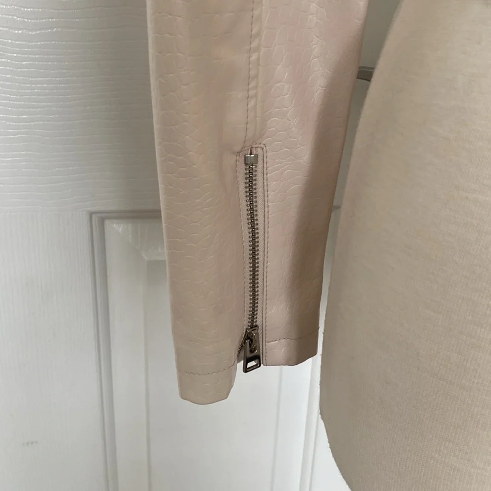 Bar lll Faux Leather Moto Jacket Natural White X-Small - Picture 6 of 11